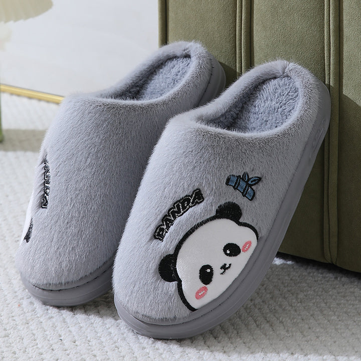 Cute Cartoon Panda Slippers, Thick-Soled Winter Warm