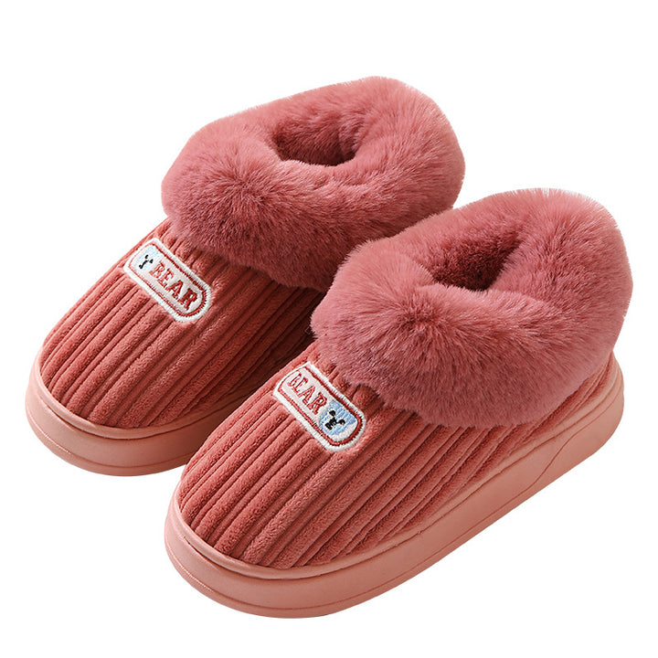 Warm Covered Heel Cotton Slippers, Indoor and Outdoor