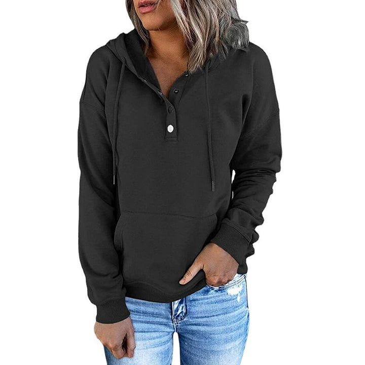 Hooded Sweatshirt for Women, Pocket Button Drawstring Hoodie