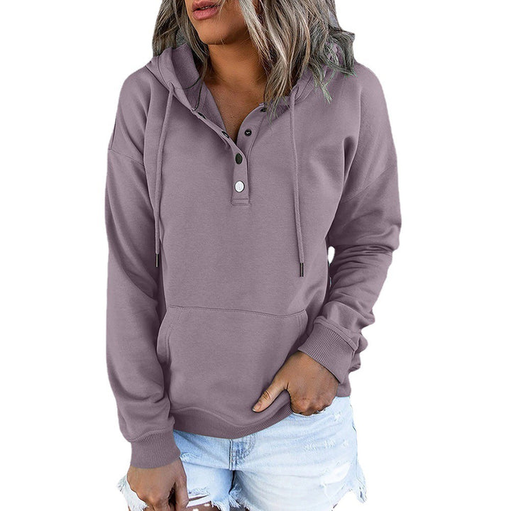 Hooded Sweatshirt for Women, Pocket Button Drawstring Hoodie