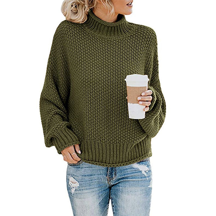 Solid Turtleneck Sweater for Women, Winter Knit Pullover