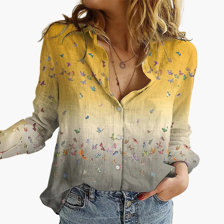 Women’s Blouse with Button Front and Roll-Up Sleeves