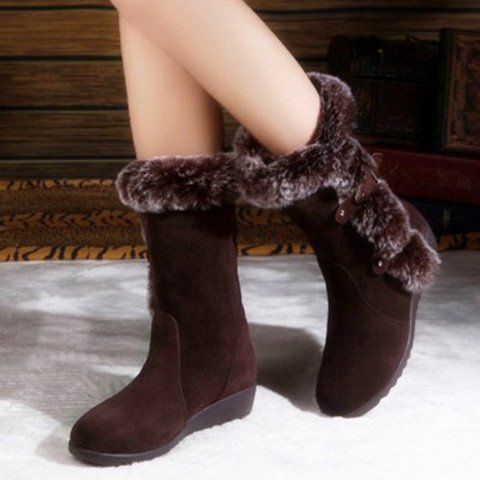 Mid-Calf Faux Fur Snow Boots for Women, Plush Winter Boots