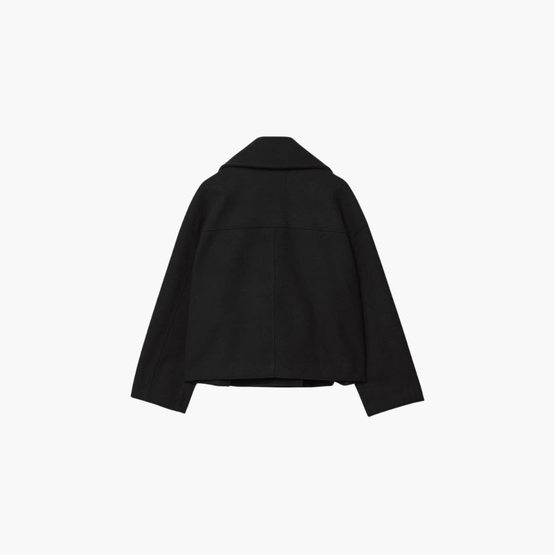 Women’s cropped jacket with double-breasted front and wide lapels
