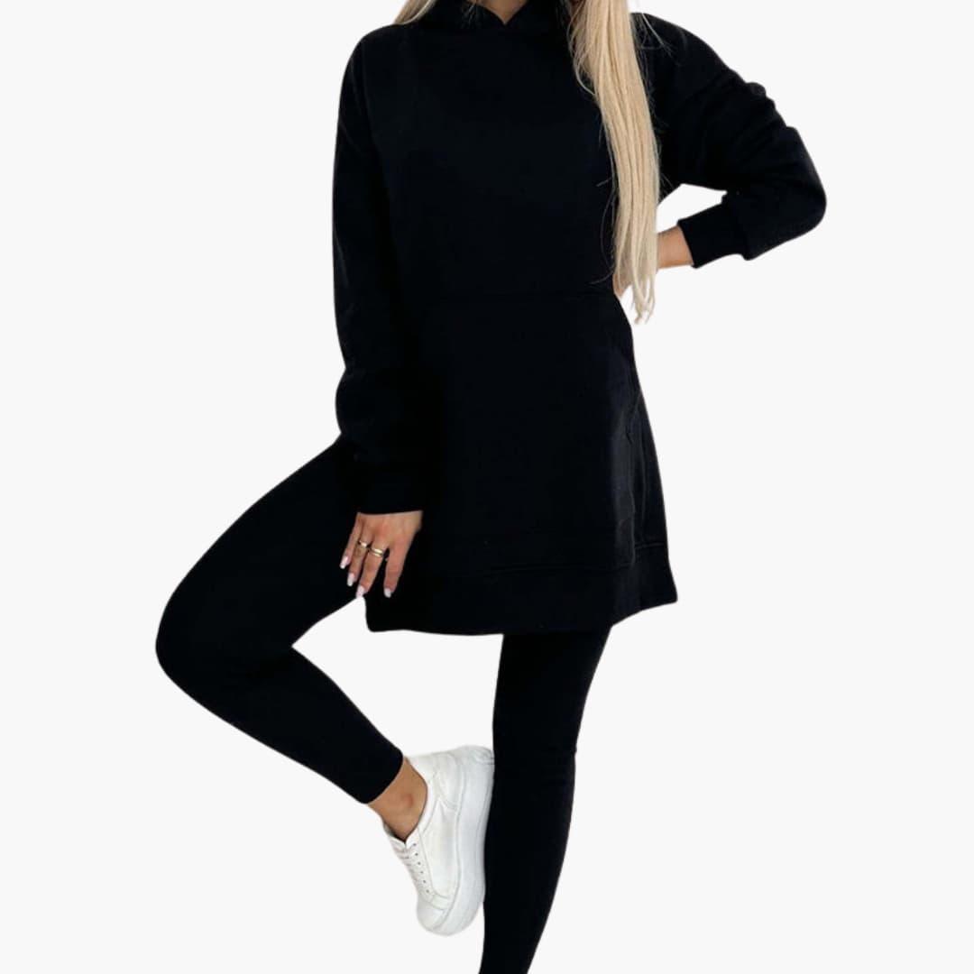 Women’s Two-Piece Hoodie and Leggings Set with Fitted Leggings