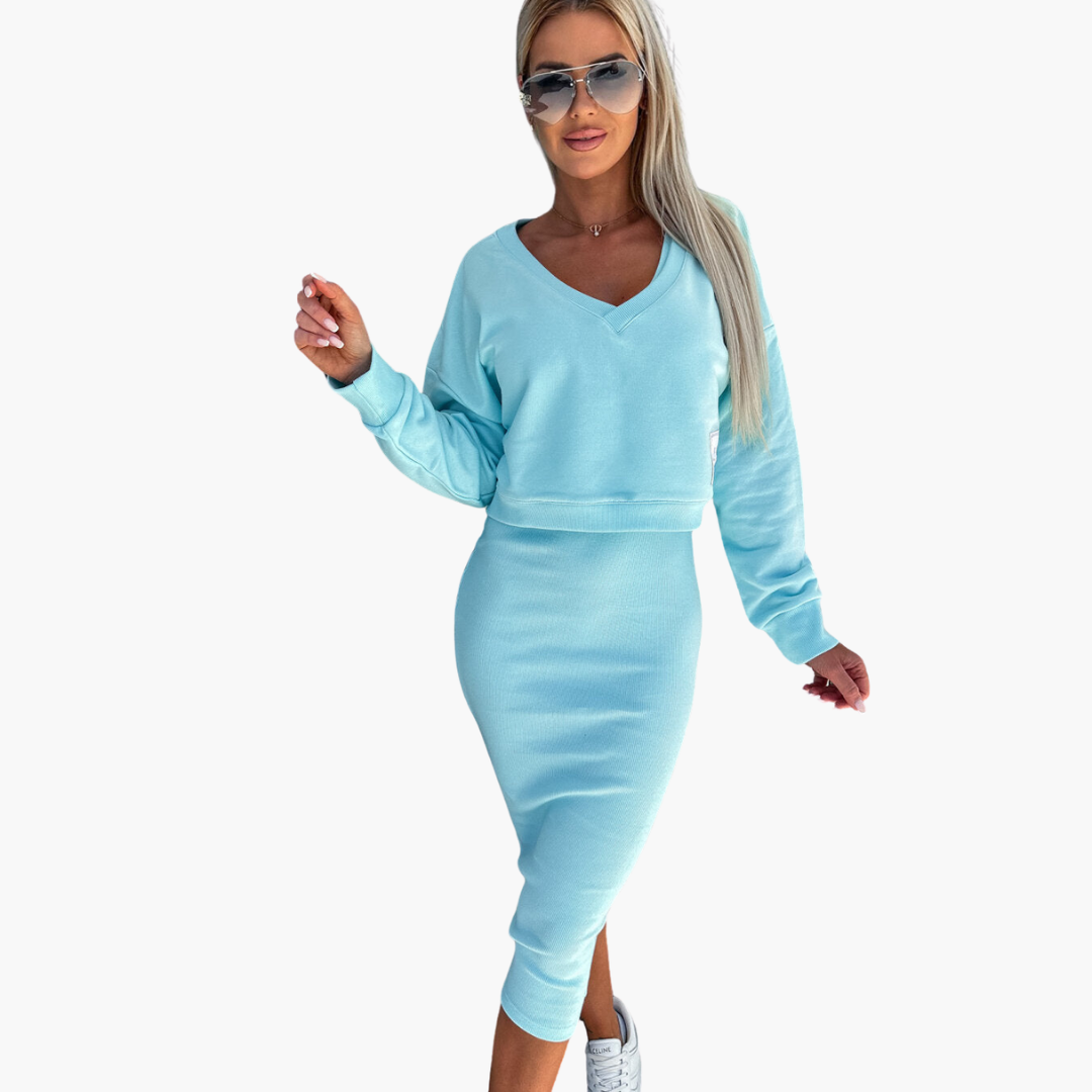 Women’s Two-Piece Sweatshirt and Midi Dress Set