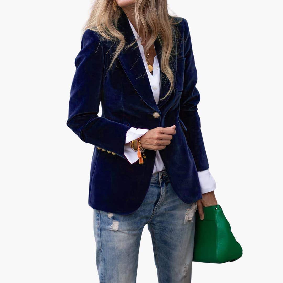 Women’s Blazer with Lapel Collar and Button Front