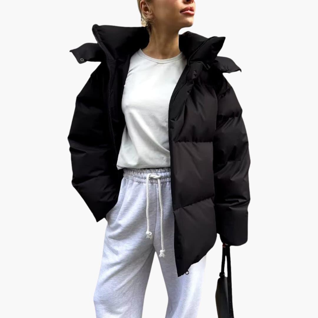 Women’s Puffer Jacket with Oversized Fit and Padded Design