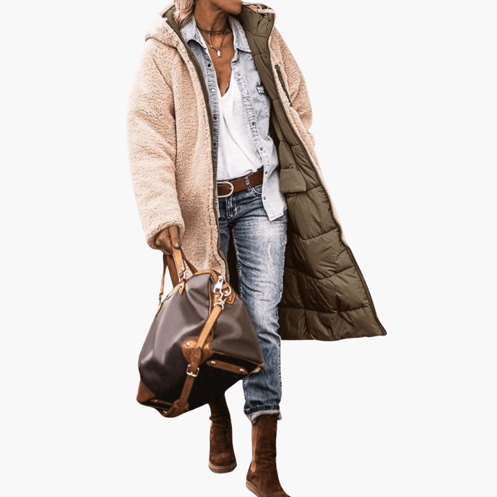 Women’s Winter Coat with Reversible Design and Padded Inner Layer