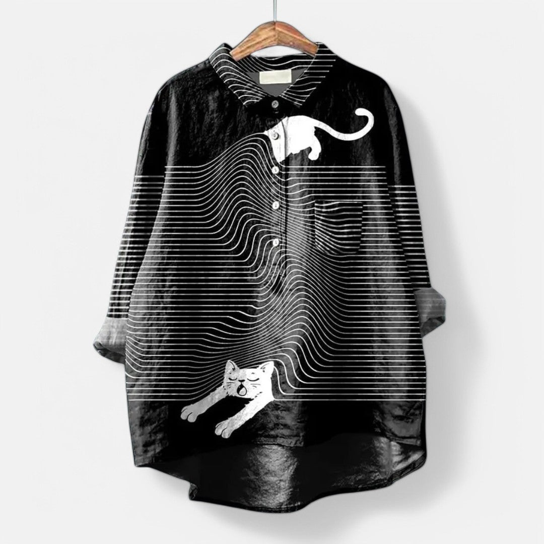 Women’s Long Sleeve Dog Print Blouse