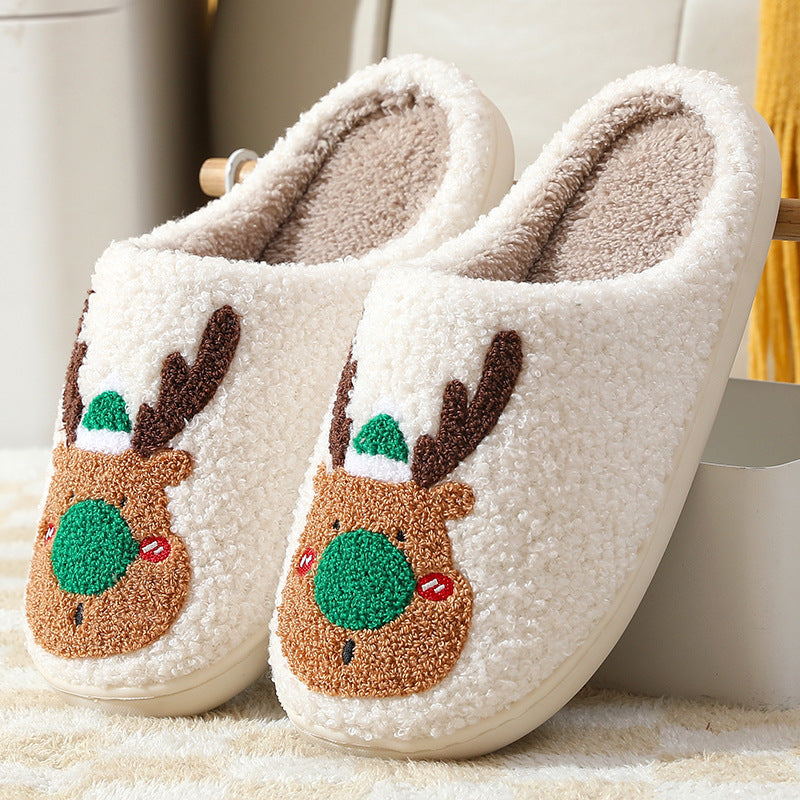 Christmas Reindeer Slippers with Non-Slip Sole, Red or Green