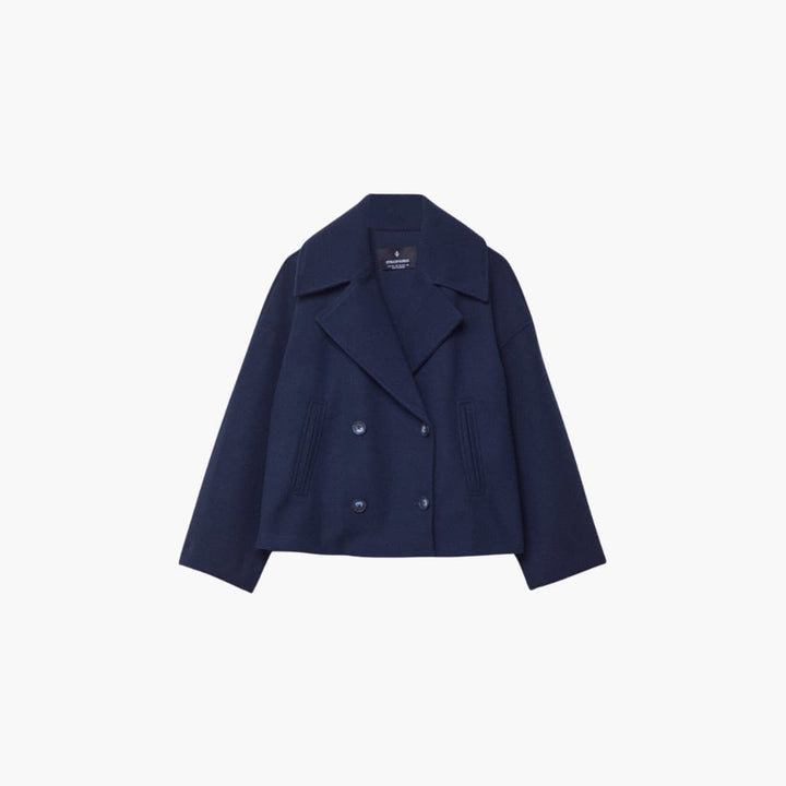 Women’s cropped jacket with double-breasted front and wide lapels