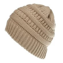 Women's Mixed-Color Knit Ponytail Beanie, Acrylic Wool Hat