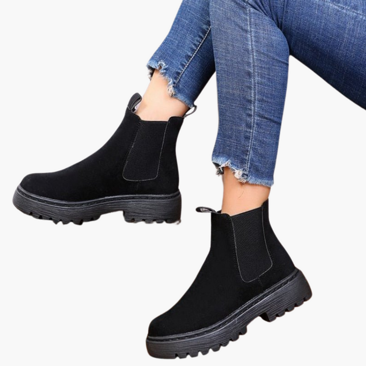 Women’s Ankle Boots with Elasticated Panels and Lug Sole