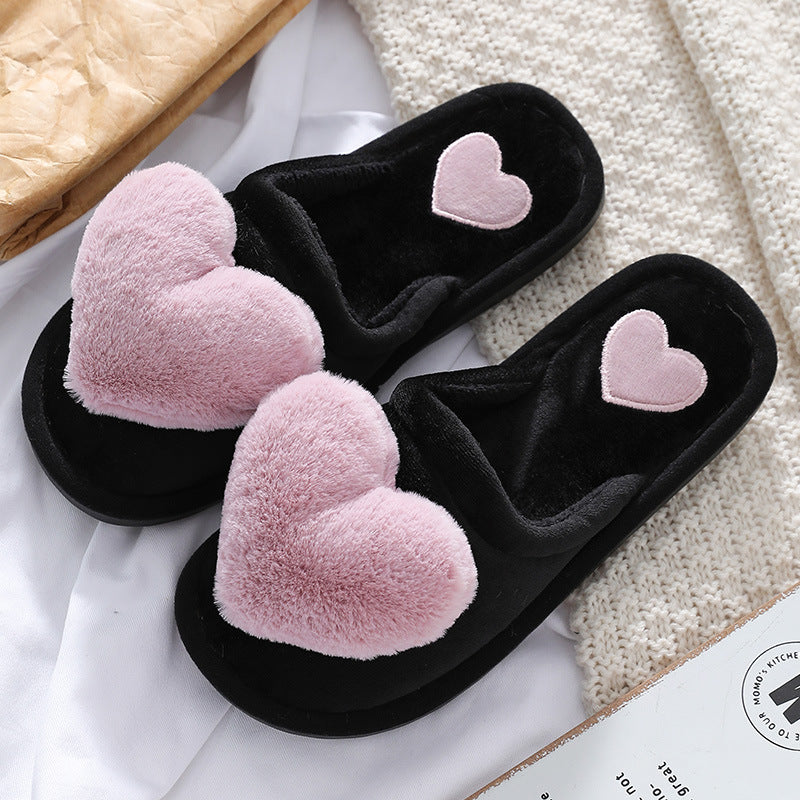 Heart House Slippers for Women, Plush Warm Fuzzy Shoes