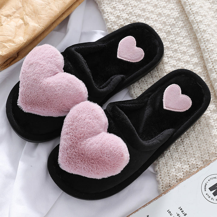 Heart House Slippers for Women, Plush Warm Fuzzy Shoes