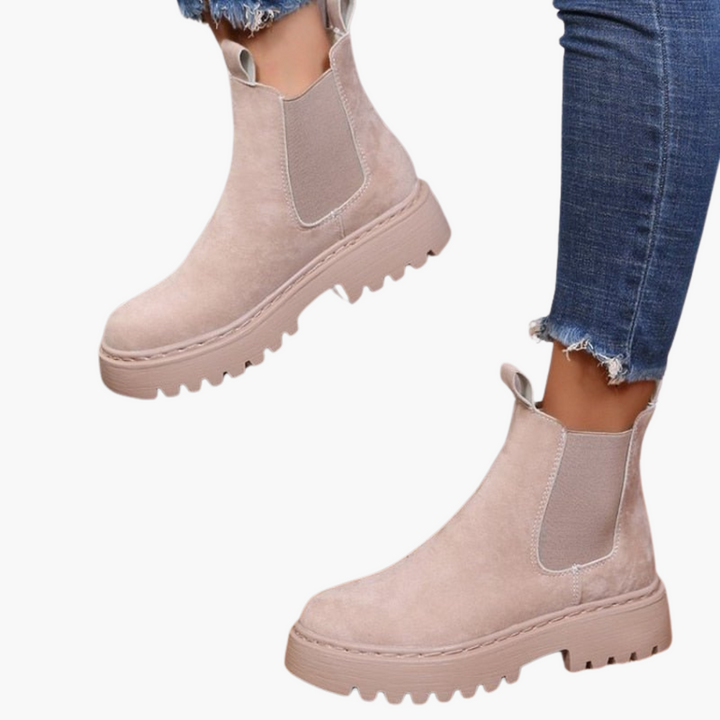 Women’s Ankle Boots with Elasticated Panels and Lug Sole