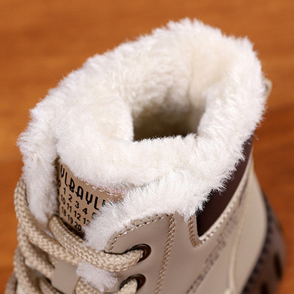 Lace-Up Snow Boots for Women, Fleece-Lined Plush Ankle Boots