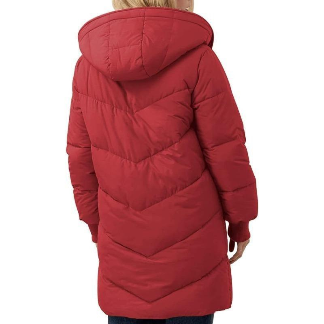 Women’s Hooded Puffer Coat with Fleece Lining and Slim Fit