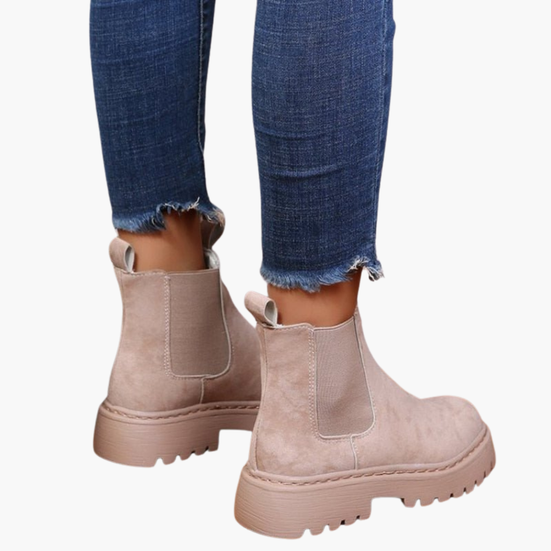 Women’s Ankle Boots with Elasticated Panels and Lug Sole
