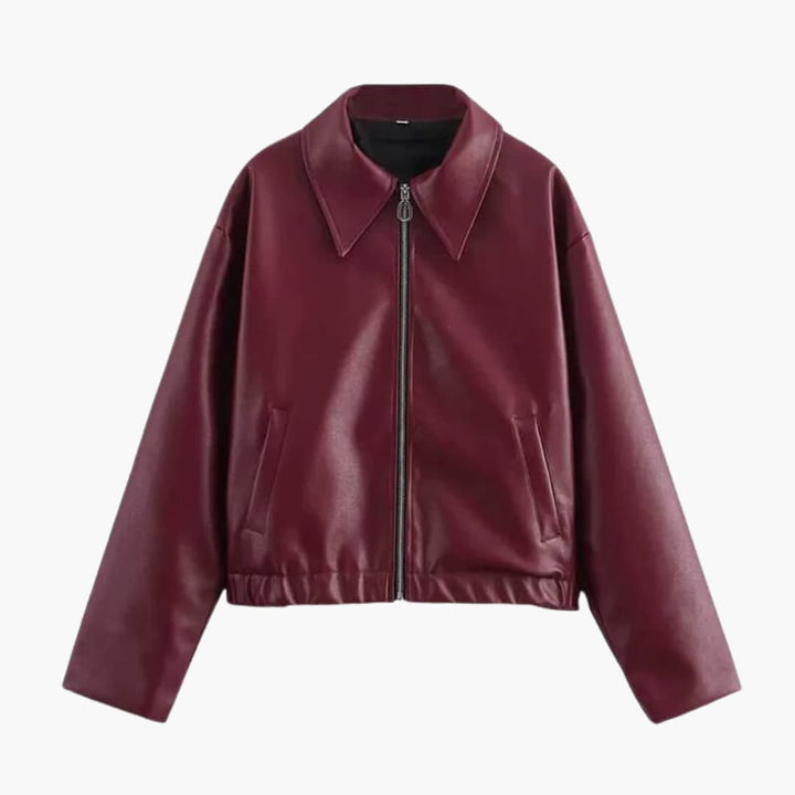 Women’s Bomber Jacket with Zip-Up Front and Collar