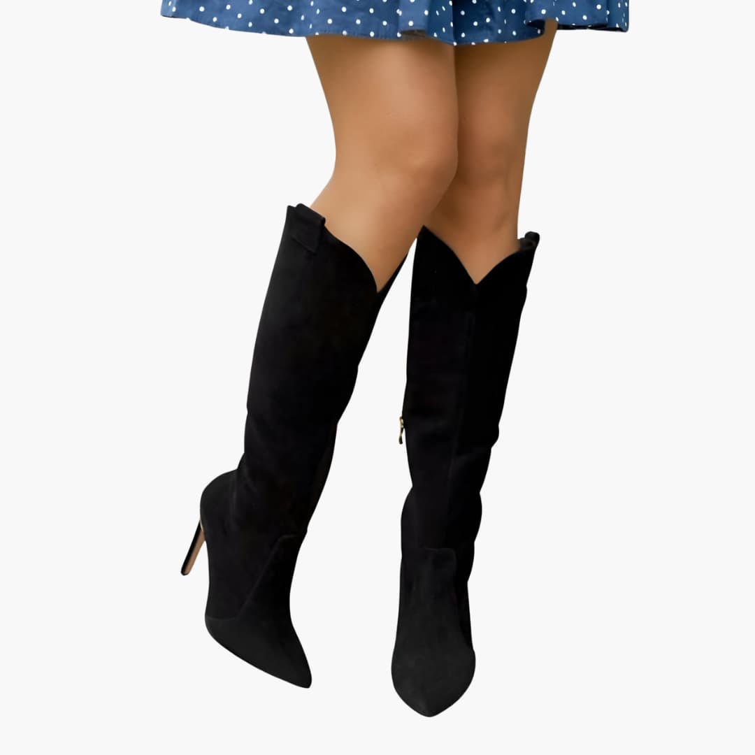 Women’s Knee-High Boots with Heel and Zipper