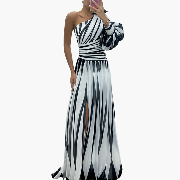 Women’s Maxi Dress with One Shoulder Design and Side Split