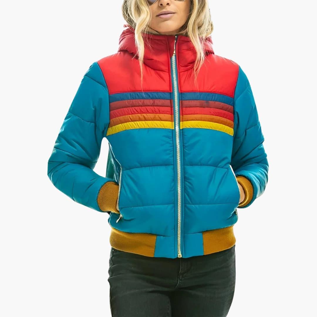 Women’s Puffer Jacket with Adjustable Hood and Full Zip
