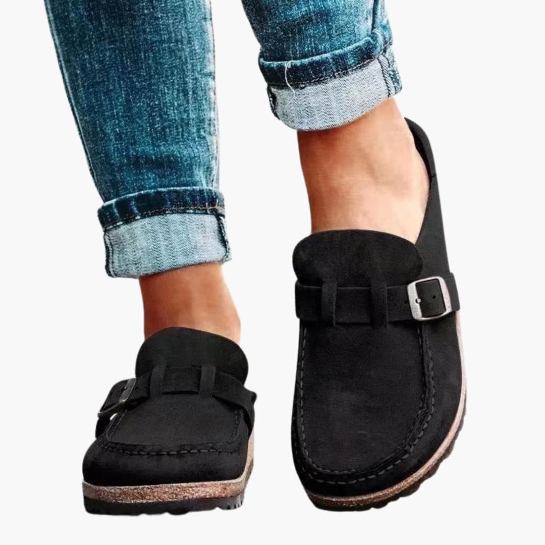 Women’s Slip-On Loafers with Strap and Buckle
