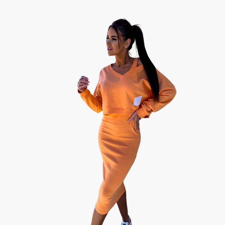 Women’s Two-Piece Sweatshirt and Midi Dress Set