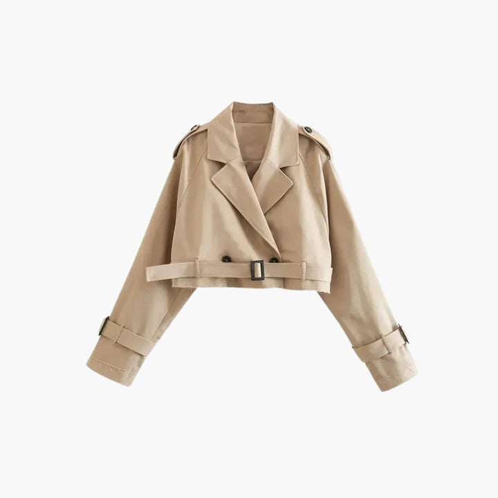 Women’s Cropped Jacket with Adjustable Belt and Structured Fit