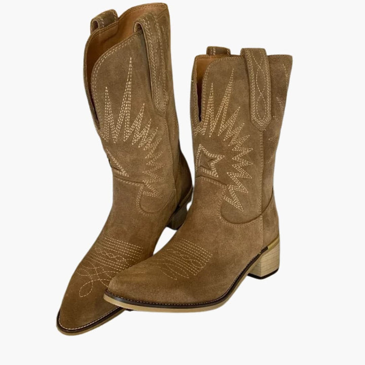 Women’s Western Boots with Cuban Heel and Embroidered Detail