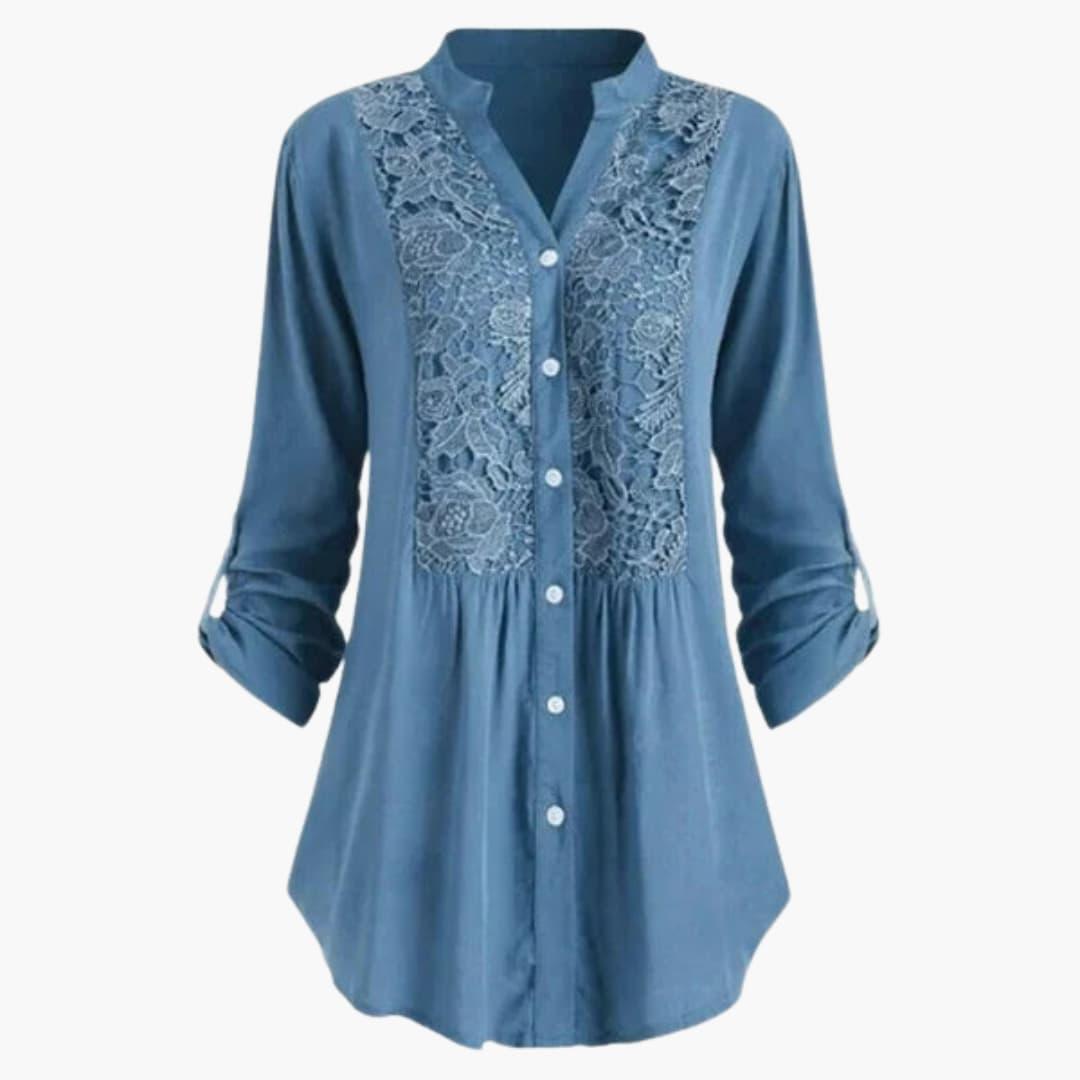 Women’s Blouse with Puff Sleeves and Shaped Fit