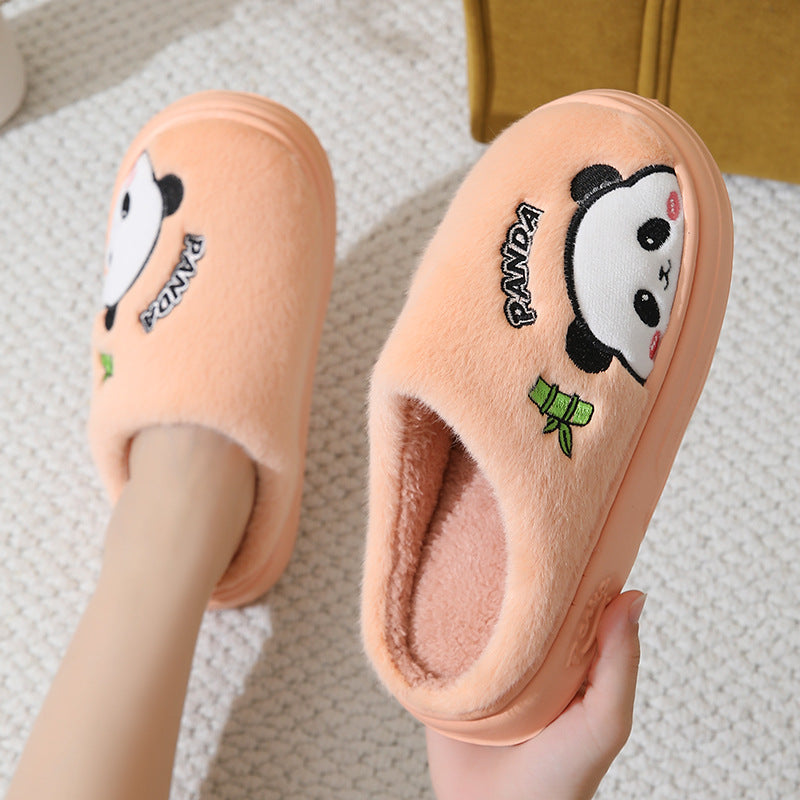 Cute Cartoon Panda Slippers, Thick-Soled Winter Warm
