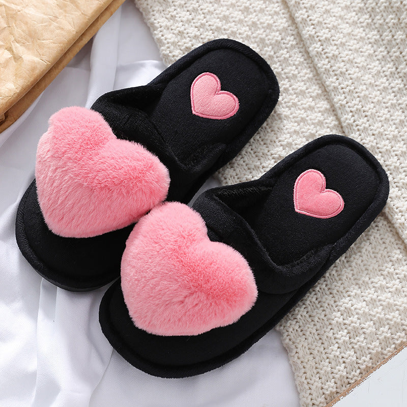 Heart House Slippers for Women, Plush Warm Fuzzy Shoes