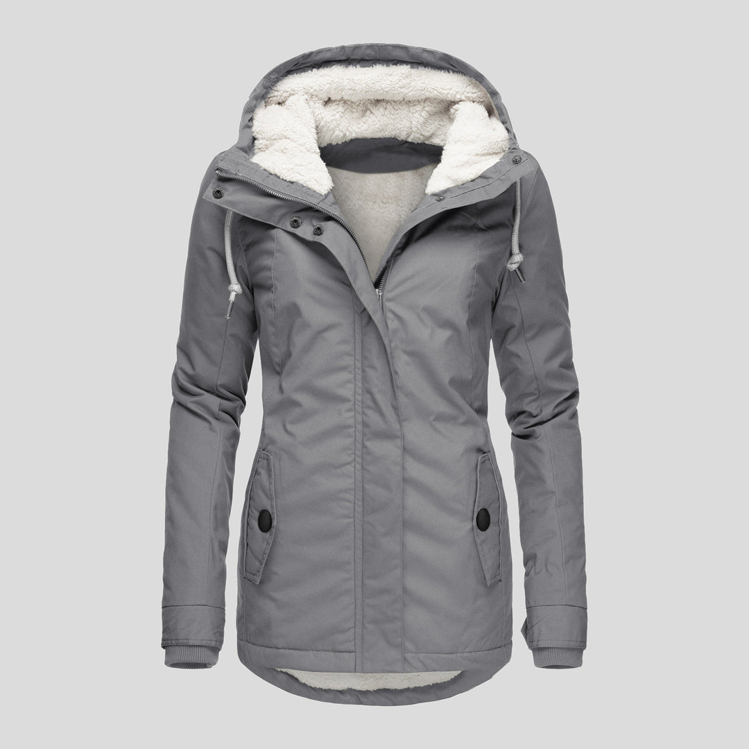 Hooded Fleece Jacket for Women, Warm Zip-Up Winter Jacket