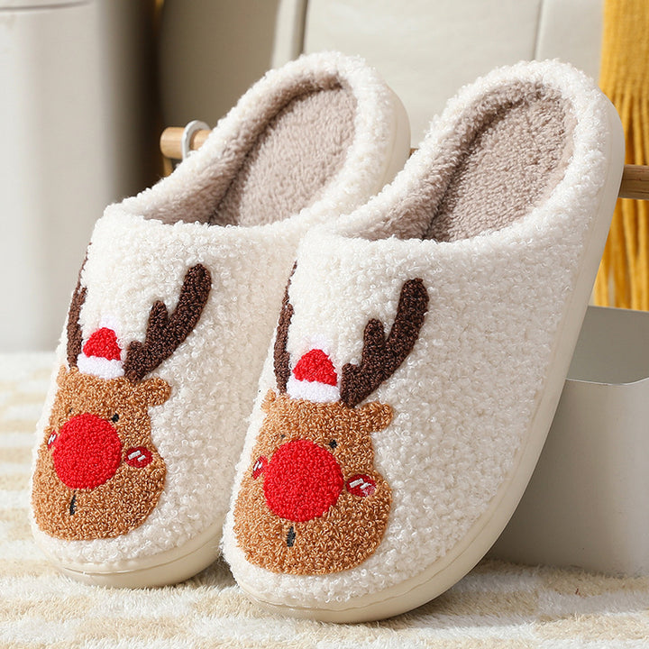 Christmas Reindeer Slippers with Non-Slip Sole, Red or Green