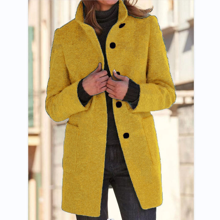Stand collar button coat with pockets in a slim fit