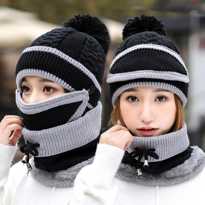 Knit beanie, face mask and neck warmer set
