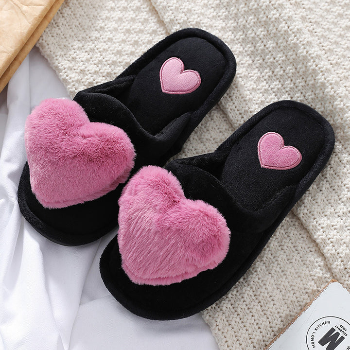 Heart House Slippers for Women, Plush Warm Fuzzy Shoes