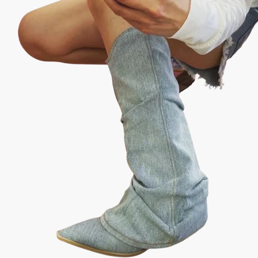 Women’s Knee-High Boots with Flat Heel and Insulation