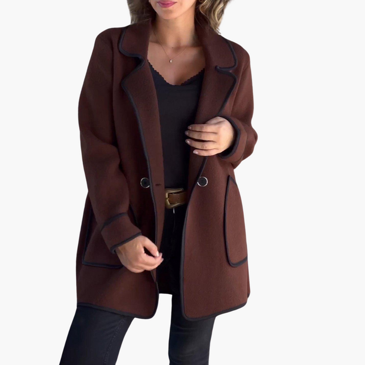 Women’s Double-Breasted Winter Coat with Lapel and Plush Fabric