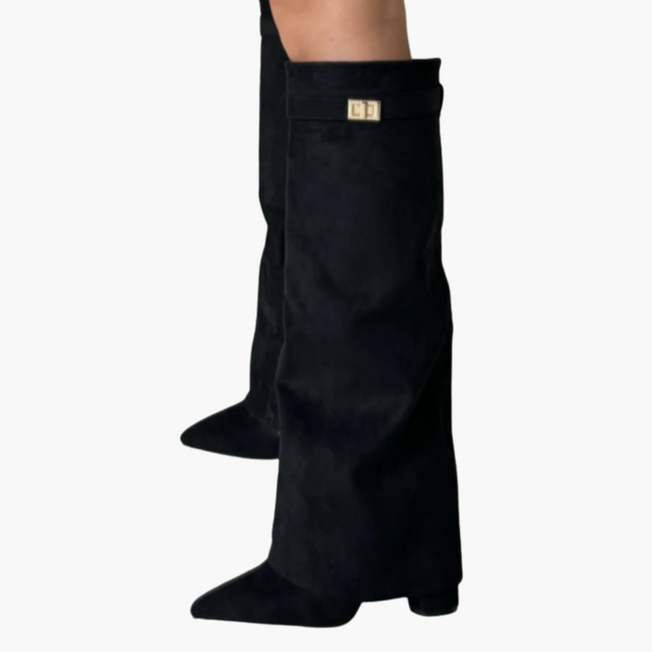 Women’s Over-the-Knee Boots with Pointed Toe and Buckle