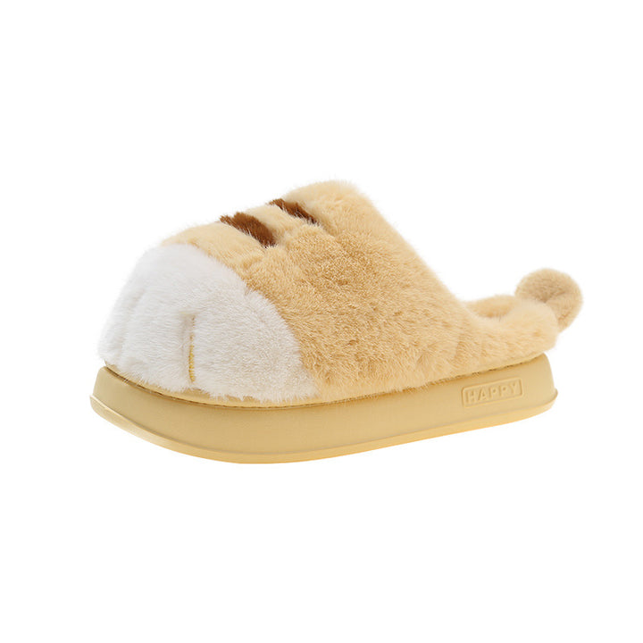 3D Cat Paw Plush Slippers, Fluffy Winter House Shoes