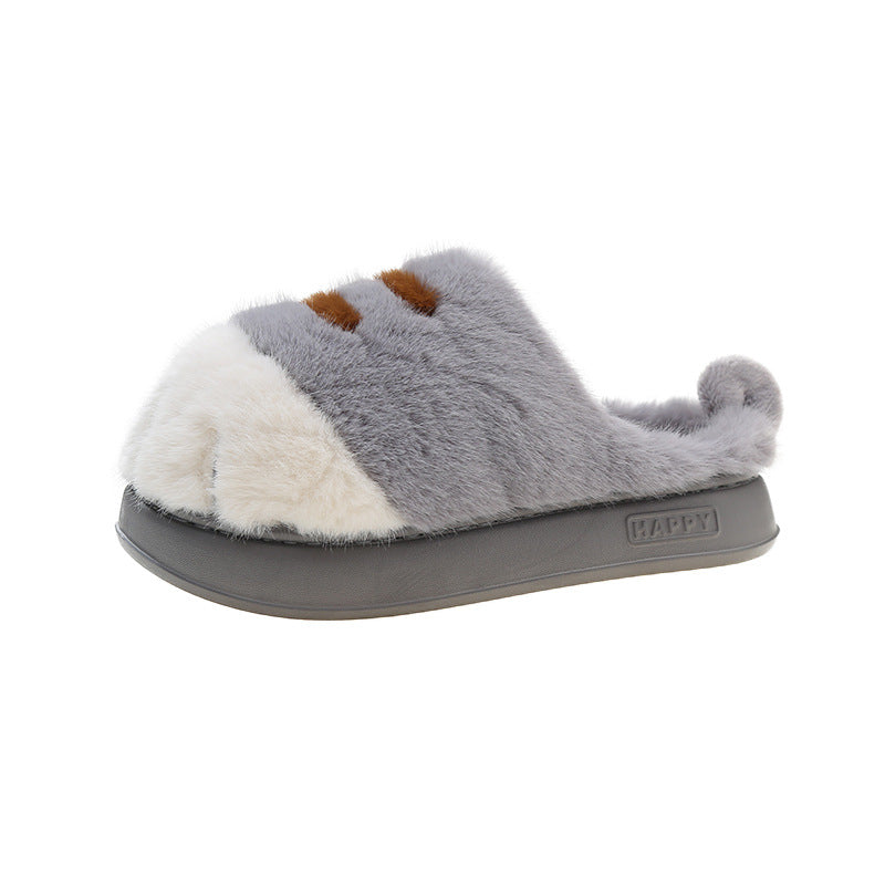 3D Cat Paw Plush Slippers, Fluffy Winter House Shoes
