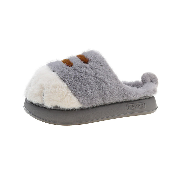 3D Cat Paw Plush Slippers, Fluffy Winter House Shoes