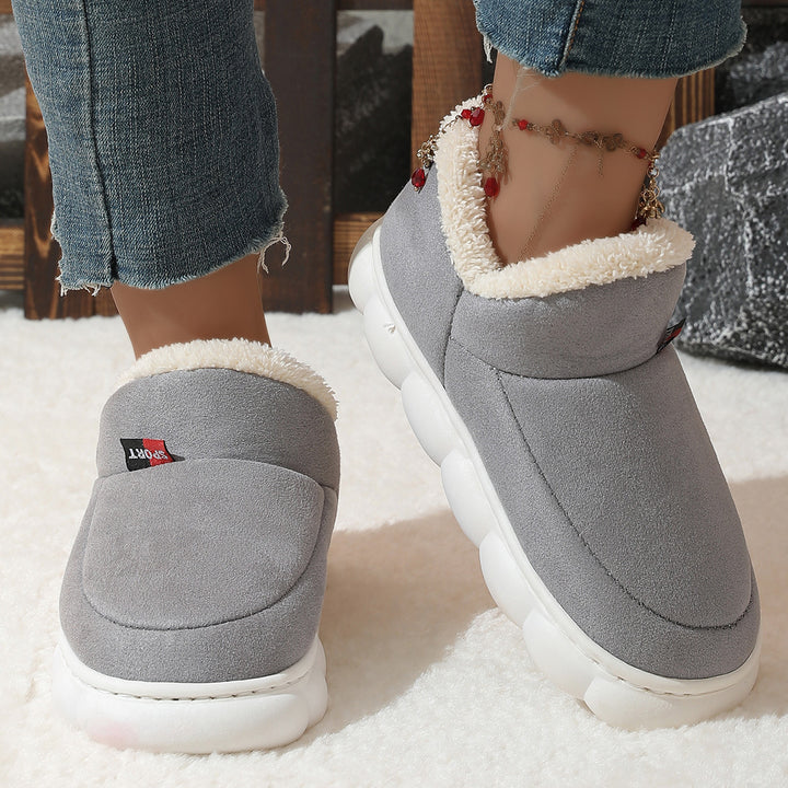 Warm Suede House Shoes for Women and Men with Rubber Sole