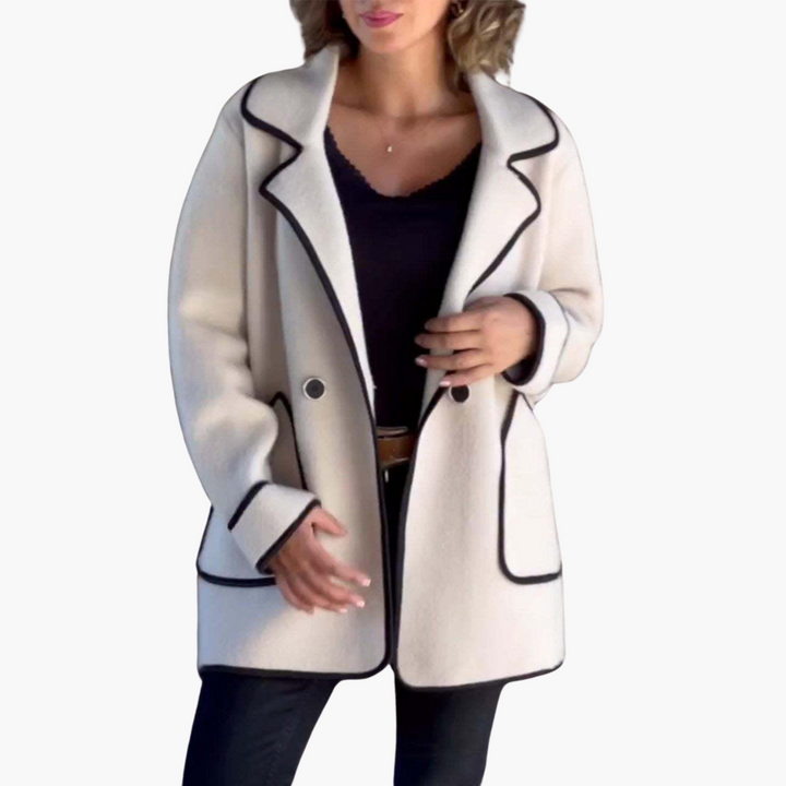 Women’s Double-Breasted Winter Coat with Lapel and Plush Fabric