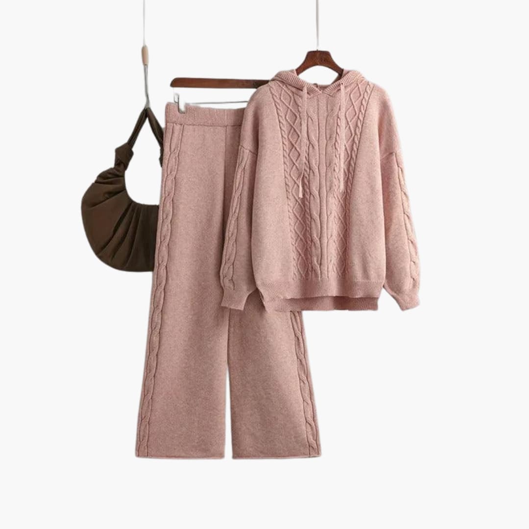 Women’s Lounge Set with Oversized Hoodie and Matching Wide-Leg Trousers