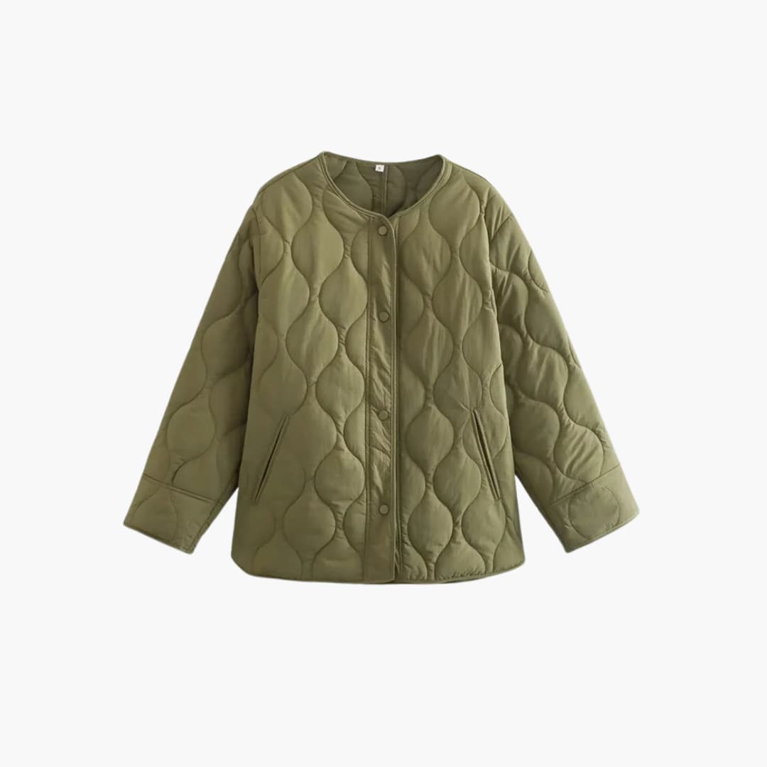 Women’s Winter Puffer Jacket with Snap-Button Closure and Quilted Padding
